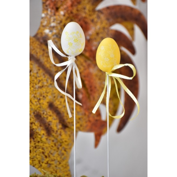 Plastová vajíčka na špejli, květinový motiv s/12, 4 cm