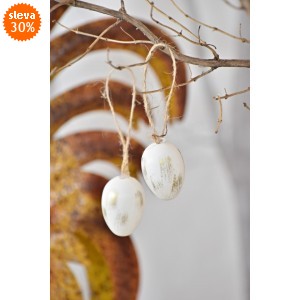 Plastová vajíčka na zavěšení, bílo zlaté s/24, 4 cm