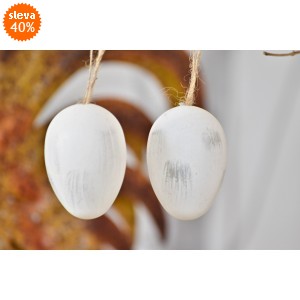 Plastová vajíčka na zavěšení, bílo-šedá s/12, 6 cm