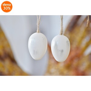 Plastová vajíčka na zavěšení, bílo-šedá s/24, 4 cm