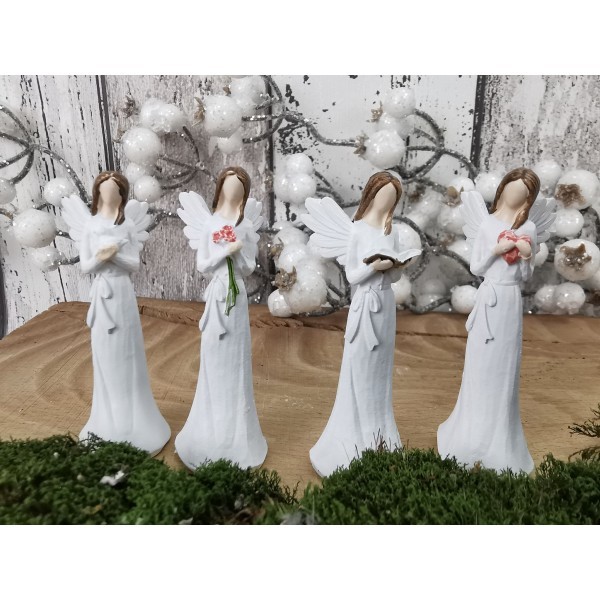 Anděl Remiel bílý 9 cm, balení 12 ks mix druhů