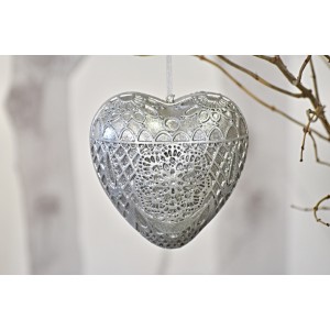 Dekorace srdce Ornament Silver XL