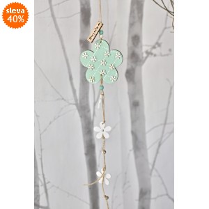 Dřevěná květinka s/3, tyrkysová