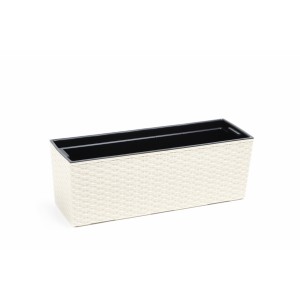 Plastový truhlík Begonie ratan 190x560 mm, krémový