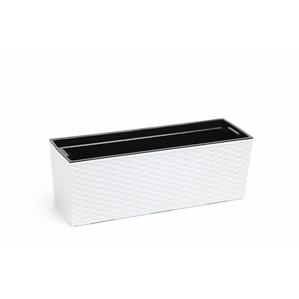 Plastový truhlík Begonie ratan 190x560 mm, bílý