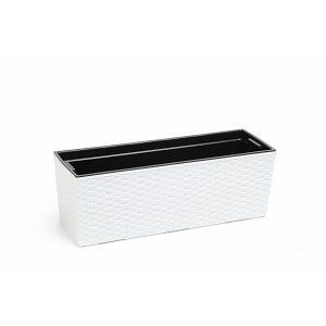 Plastový truhlík Begonie ratan 190x560 mm, bílý