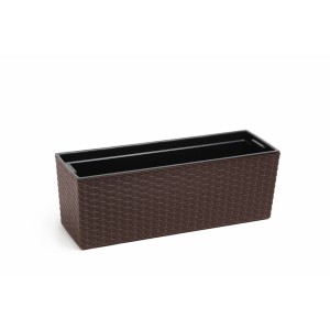 Plastový truhlík Begonie ratan 190x560 mm, mocca
