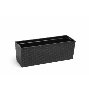 Plastový truhlík Begonie ratan 190x560 mm, černý, sada 5ks