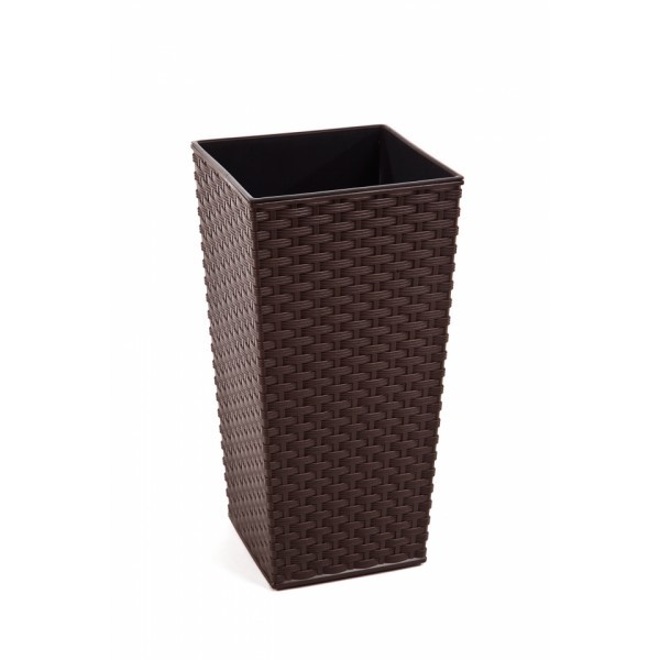 Plastový květináč Finezia ratan 300x300 mm, mocca