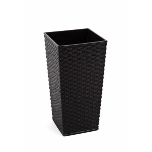Plastový květináč Finezia ratan 300x300 mm, černý