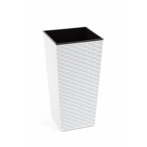 Plastový květináč Finezia ratan 400x400 mm, bílý