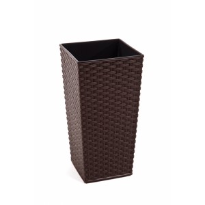 Plastový květináč Finezia ratan 250x250 mm, mocca