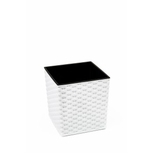 Plastový květináč Juka ratan 300x300 mm, bílý