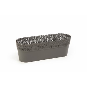 Plastový květináč krajka Bella, oválný 380x129 mm, antracit