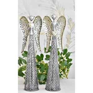 Plechový anděl Deco LED champagne-silver balení 2 ks, 40 cm, mix druhů