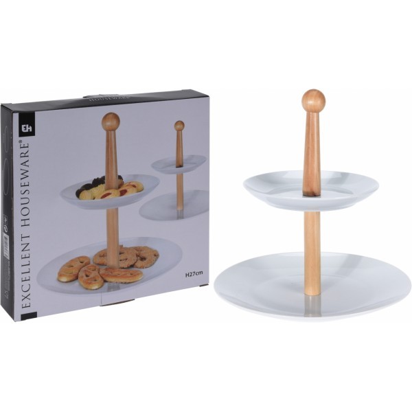 Porcelánový dvoupatrový etažér 27x24 cm - větší obrázek Porcelánový dvoupatrový etažér 27x24 cm