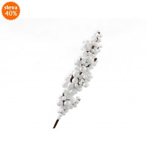 Větvička s bílými bobulkami s/12, 17 cm