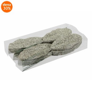 Umělý list s glitry 14x6 cm, hvězdný prach, s/36 ks
