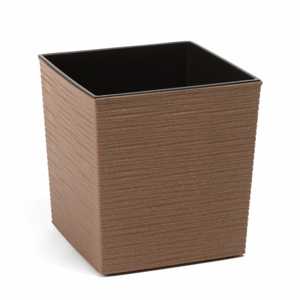 Plastový květináč Juka vroubek ECO 300x300 mm, přírodní dřevo