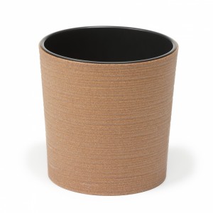 Plastový květináč Malwa ECO 300 mm vroubek, přírodní dřevo