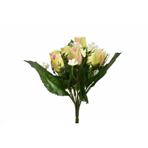 Kytice růží 26 cm, zeleno-růžová