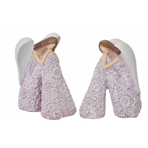 Sedící anděl Flo lila 12,5 cm, mix druhů