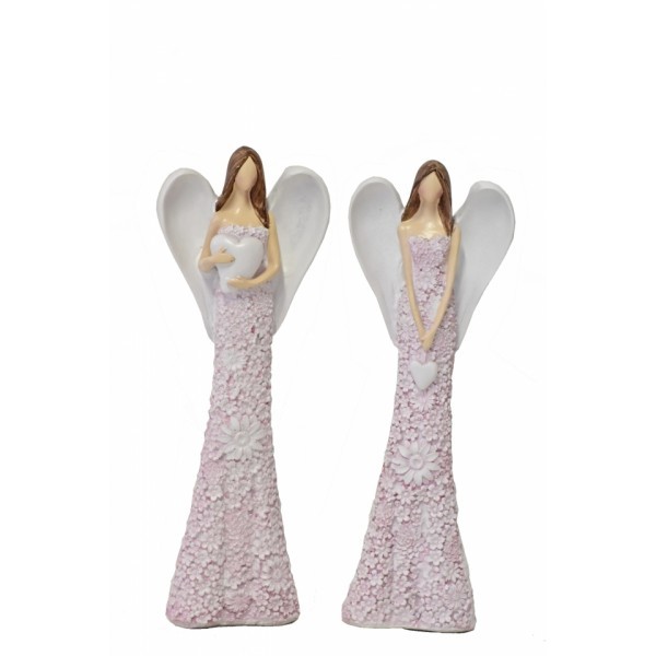 Anděl Flo starorůžový, 25 cm, mix, sada 2ks