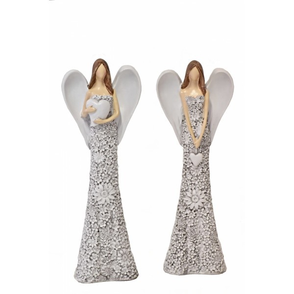 Anděl Flo šedý 25 cm, mix druhů, sada 2ks