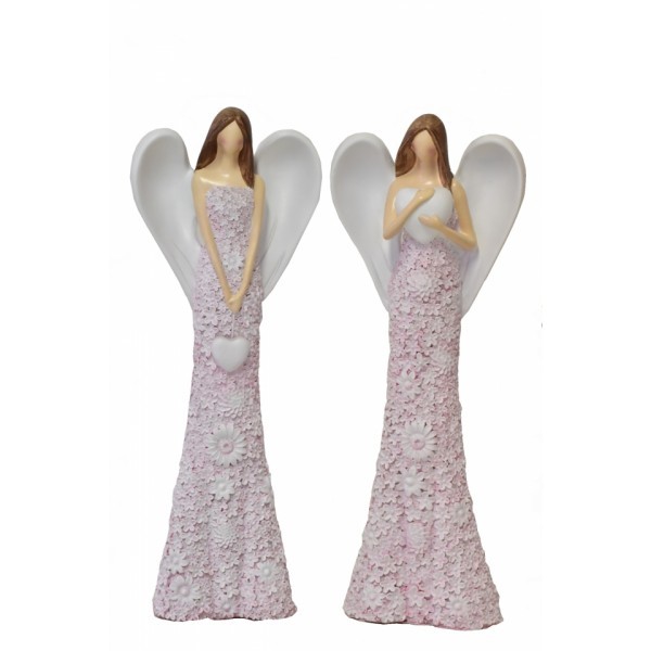 Anděl Flo starorůžový 49 cm, balení 2 ks, mix druhů