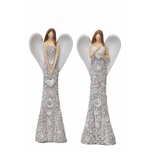 Anděl Flo šedý 49 cm, sada 2ks