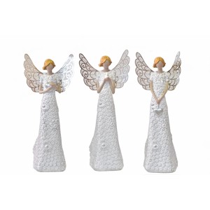 Anděl Flo Silver 23,5 cm, kovová křídla