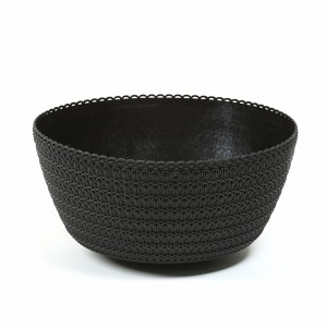 Plastový květináč Bowl Jersey 240 mm, černý