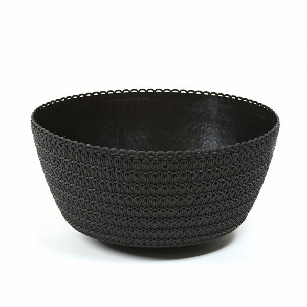 Plastový květináč Bowl Jersey 300 mm, černý