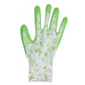 Zahradní rukavice s latexovou vrstvou Green flowers S