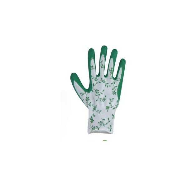 Zahradní rukavice s latexovou vrstvou Dark green flowers L