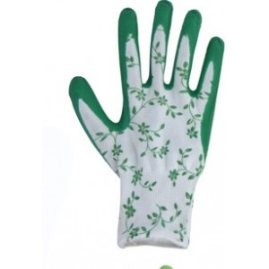 Zahradní rukavice s latexovou vrstvou Dark green flowers L