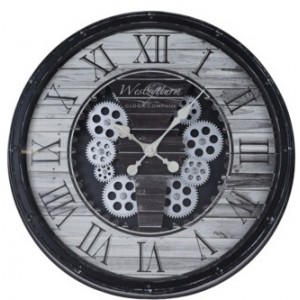 Industriální hodiny s otevřeným strojkem 50 cm, černé
