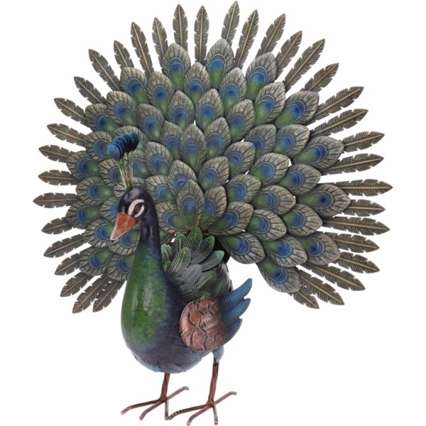 Kovový páv 63x65x30 cm