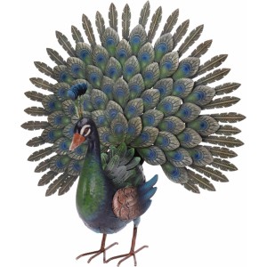 Kovový páv 63x65x30 cm