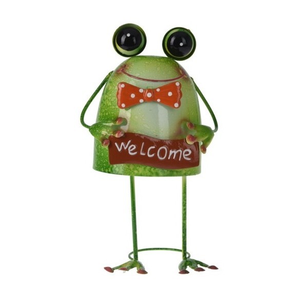 Kovová žába s cedulkou WELCOME 26 cm