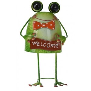 Kovová žába s cedulkou WELCOME 26 cm