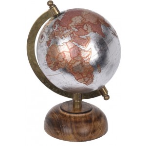 Otočný globus stříbrný 21,5 cm