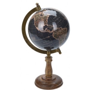 Otočný globus na vysokém podstavci 28x15,5x13 cm, olovově-zlatý