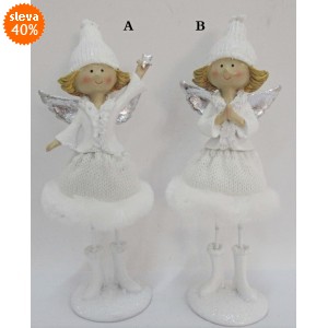 Vánoční anděl bílý s vlněnou sukní balení 2 ks, 20x9x7 cm, mix druhů