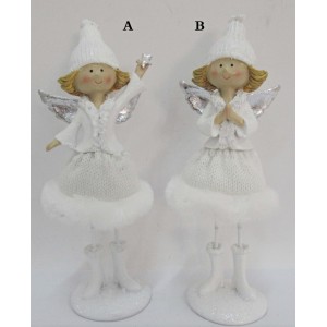Vánoční anděl bílý s vlněnou sukní balení 2 ks, 20x9x7 cm, mix druhů