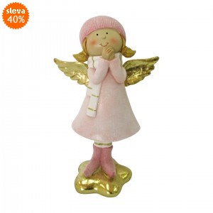 Anděl růžový Angie balení 2 ks, 20x12,5x7 cm