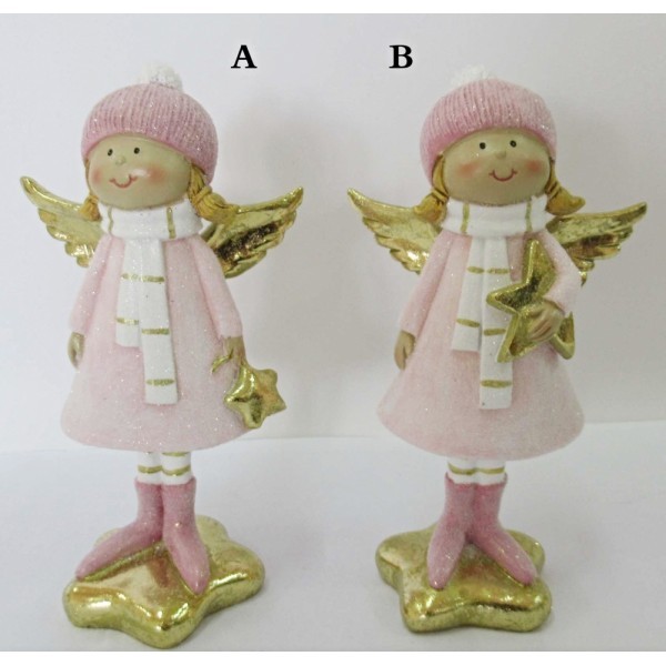 Anděl růžový Angie balení 2 ks, 14x7x5 cm