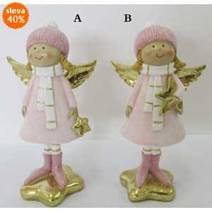 Anděl růžový Angie balení 2 ks, 14x7x5 cm