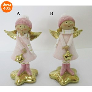 Anděl růžový Angie balení 6 ks, 9x5x4 cm