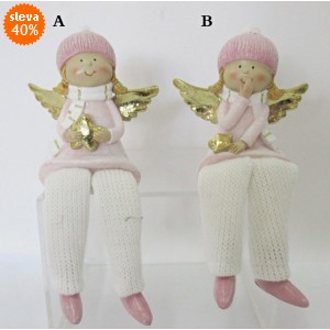 Anděl růžový Angie balení 6 ks, sedící, 15x7,5x4 cm